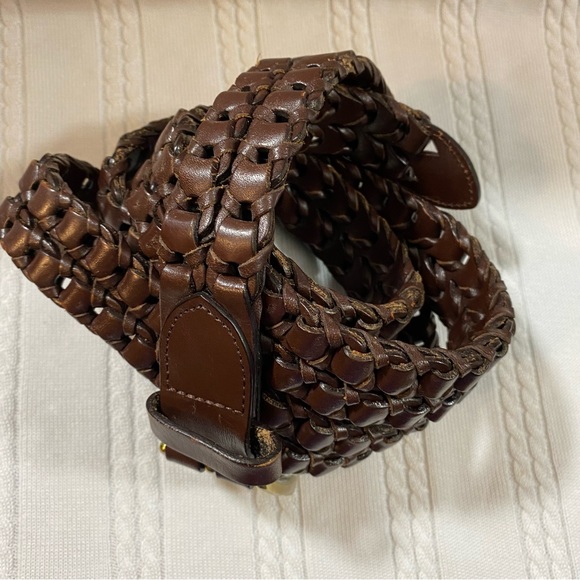 Roundtree & Yorke Cowhide Belt 54” Brown Leather Belt Unisex. Braided Belt - Picture 2 of 8